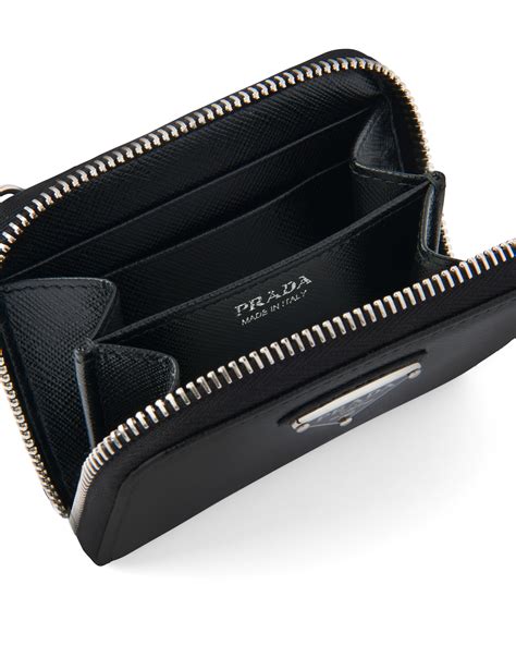 prada saffiano card case black|Black Saffiano leather card holder .